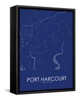 Port Harcourt, Nigeria Blue Map-null-Framed Stretched Canvas