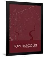 Port Harcourt, Nigeria Red Map-null-Framed Poster