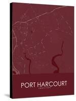 Port Harcourt, Nigeria Red Map-null-Stretched Canvas