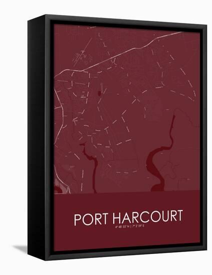 Port Harcourt, Nigeria Red Map-null-Framed Stretched Canvas