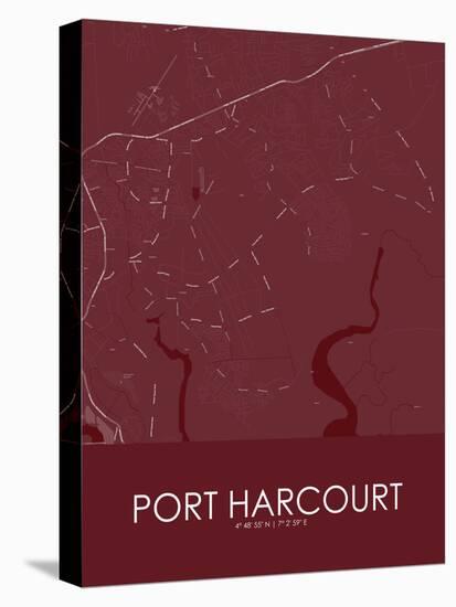Port Harcourt, Nigeria Red Map-null-Stretched Canvas