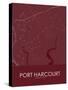 Port Harcourt, Nigeria Red Map-null-Stretched Canvas