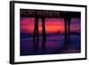 Port Hueneme, California - Purple Sunset and Pier-Lantern Press-Framed Art Print