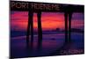 Port Hueneme, California - Purple Sunset and Pier-Lantern Press-Mounted Art Print