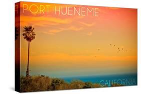 Port Hueneme, California - Sunset and Birds-Lantern Press-Stretched Canvas