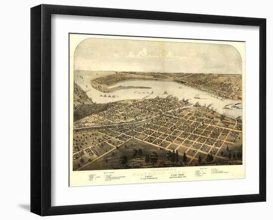 Port Huron, Michigan - Panoramic Map-Lantern Press-Framed Art Print
