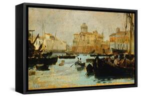 Port in Livorno-Francesco Gioli-Framed Stretched Canvas