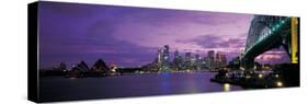 Port Jackson, Sydney Harbor and Bridge Night, Sydney, Australia-null-Stretched Canvas