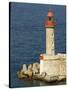 Port Lighthouse Guards Entrance to Harbor, Bastia, Corsica, France-Trish Drury-Stretched Canvas