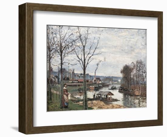 Port-Marly Near Pontoise, the Washing House-Camille Pissarro-Framed Art Print