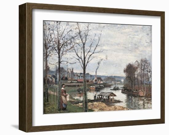 Port-Marly Near Pontoise, the Washing House-Camille Pissarro-Framed Art Print