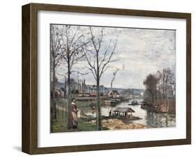 Port-Marly Near Pontoise, the Washing House-Camille Pissarro-Framed Art Print