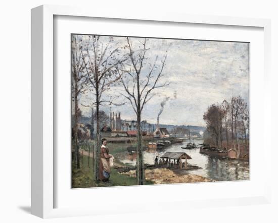 Port-Marly Near Pontoise, the Washing House-Camille Pissarro-Framed Art Print