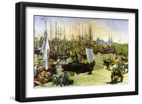 Port of Bordeaux-Edouard Manet-Framed Art Print