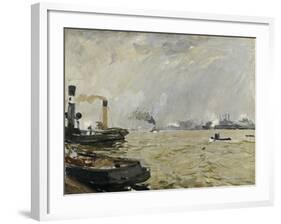 Port of Hamburg (Grey), 1916-Umberto Boccioni-Framed Giclee Print