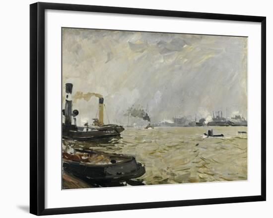 Port of Hamburg (Grey), 1916-Umberto Boccioni-Framed Giclee Print