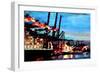 Port of Hamburg with Container Ship-Markus Bleichner-Framed Art Print