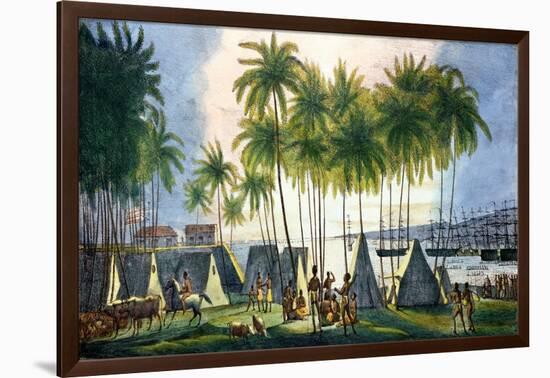 Port of Hanarourou in the Sandwich Islands, from "Voyage Pittoresque Autour Du Monde"-Ludwig Choris-Framed Giclee Print