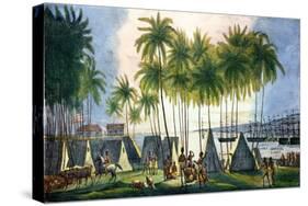 Port of Hanarourou in the Sandwich Islands, from "Voyage Pittoresque Autour Du Monde"-Ludwig Choris-Stretched Canvas