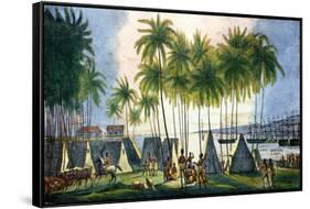 Port of Hanarourou in the Sandwich Islands, from "Voyage Pittoresque Autour Du Monde"-Ludwig Choris-Framed Stretched Canvas