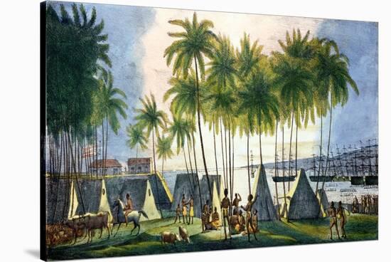 Port of Hanarourou in the Sandwich Islands, from "Voyage Pittoresque Autour Du Monde"-Ludwig Choris-Stretched Canvas