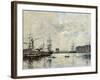 Port of Le Havre (Dock of La Barre)-Eugène Boudin-Framed Art Print