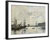 Port of Le Havre (Dock of La Barre)-Eugène Boudin-Framed Art Print