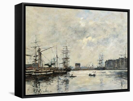 Port of Le Havre (Dock of La Barre)-Eugène Boudin-Framed Stretched Canvas