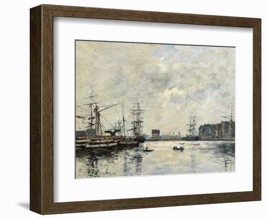 Port of Le Havre (Dock of La Barre)-Eugène Boudin-Framed Art Print