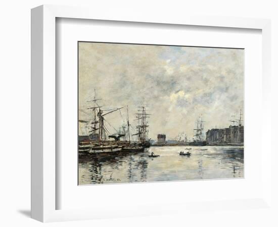 Port of Le Havre (Dock of La Barre)-Eugène Boudin-Framed Art Print