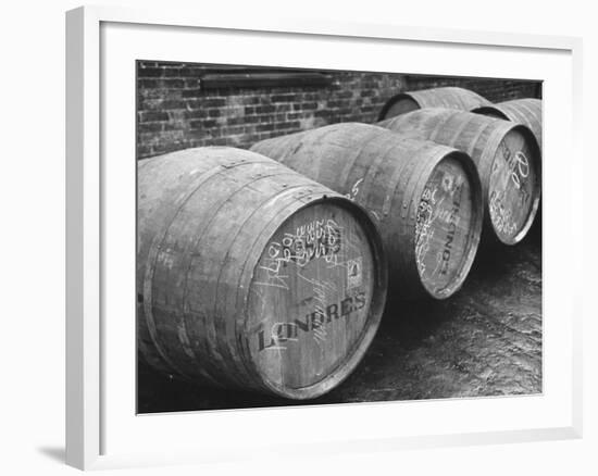 Port of London: Sherry from Spain Waiting on the Docks for Storage in the Vaults-Carl Mydans-Framed Premium Photographic Print