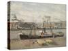 Port of Rouen, Unloading Wood, 1898 (Oil on Canvas)-Camille Pissarro-Stretched Canvas