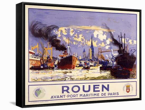 Port of Rouen-null-Framed Stretched Canvas