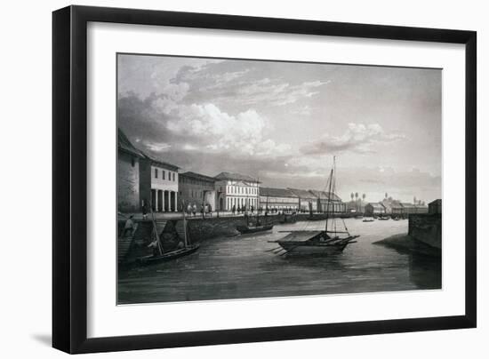 Port of Singapore, Engraving, from Journey around World by India and China Seas-Cyrille Pierre Theodore Laplace-Framed Giclee Print