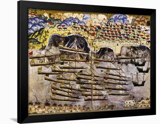 Port of Toulon Besieged by Ottoman Fleet from Book of Suleiman I, 1545-null-Framed Giclee Print