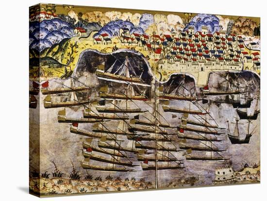 Port of Toulon Besieged by Ottoman Fleet from Book of Suleiman I, 1545-null-Stretched Canvas