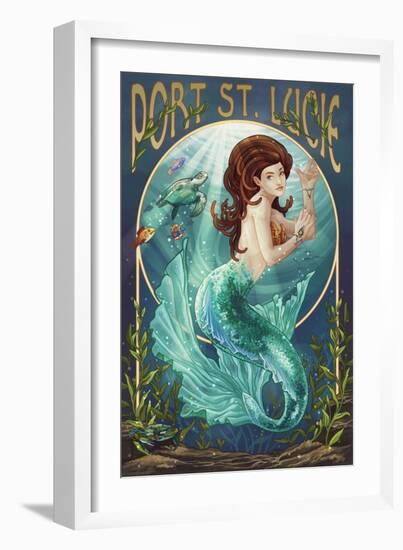Port St. Lucie, Florida - Mermaid-Lantern Press-Framed Art Print