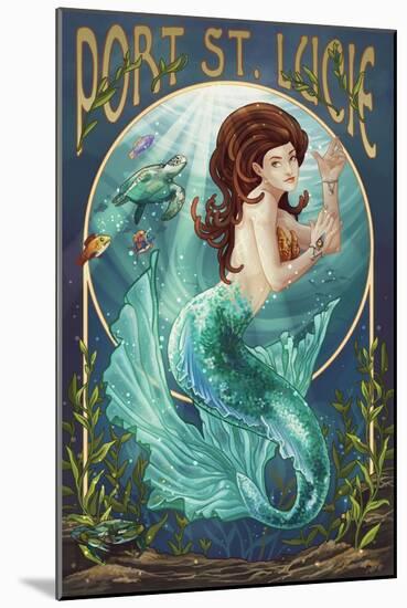 Port St. Lucie, Florida - Mermaid-Lantern Press-Mounted Art Print