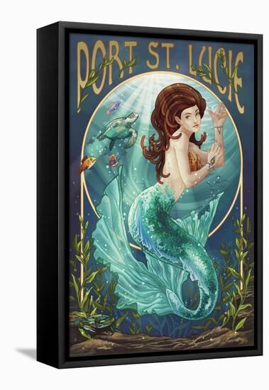 Port St. Lucie, Florida - Mermaid-Lantern Press-Framed Stretched Canvas