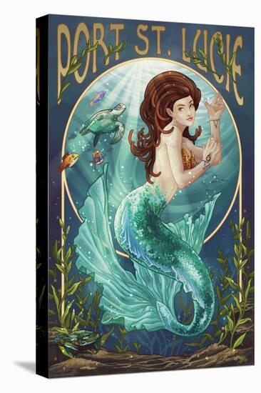 Port St. Lucie, Florida - Mermaid-Lantern Press-Stretched Canvas