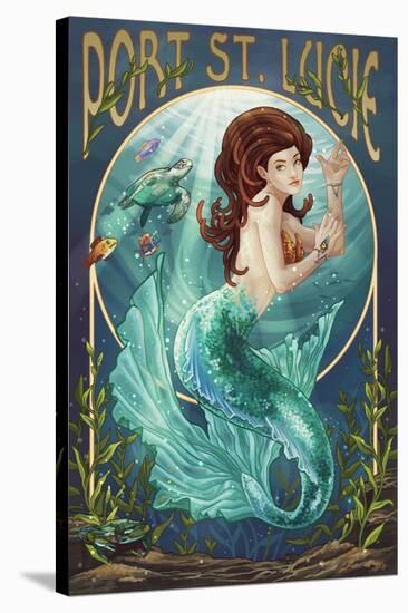 Port St. Lucie, Florida - Mermaid-Lantern Press-Stretched Canvas