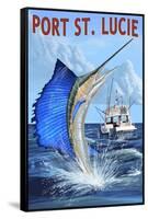 Port St. Lucie, Florida - Sailfish-Lantern Press-Framed Stretched Canvas