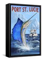 Port St. Lucie, Florida - Sailfish-Lantern Press-Framed Stretched Canvas