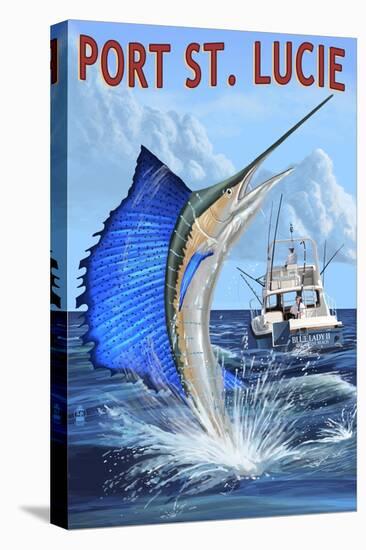 Port St. Lucie, Florida - Sailfish-Lantern Press-Stretched Canvas