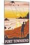 Port Townsend, WA - Kite Flyers-Lantern Press-Mounted Art Print