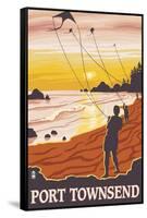 Port Townsend, WA - Kite Flyers-Lantern Press-Framed Stretched Canvas