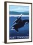 Port Townsend, WA - Orca & Calf-Lantern Press-Framed Art Print