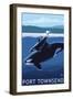 Port Townsend, WA - Orca & Calf-Lantern Press-Framed Art Print