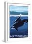 Port Townsend, WA - Orca & Calf-Lantern Press-Framed Art Print