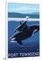 Port Townsend, WA - Orca & Calf-Lantern Press-Framed Art Print